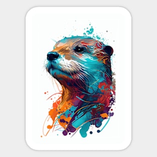 Pop Art Otter In Vibrant Colors - A Fun and Whimsical Colorful Otter Sticker